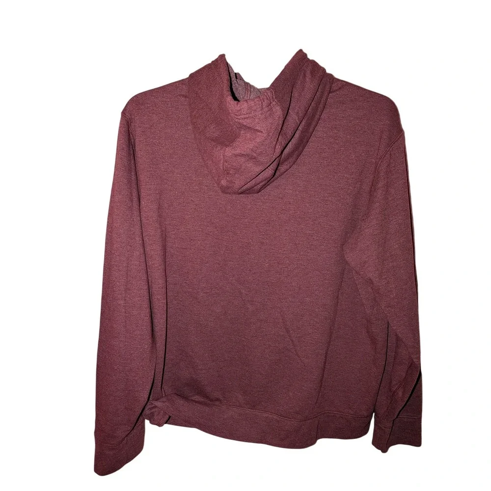 Eddie Bauer Mens Large Burgundy Heather Fleece‎ Pullover Hoodie Sweatshirt